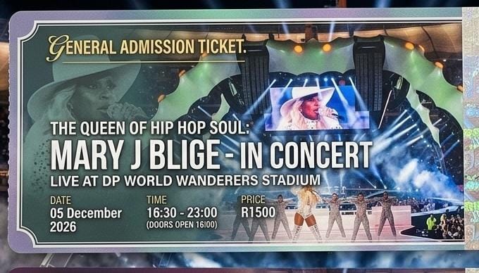 Mary J Blige Live in South Africa Concert 05 December 2026 Dp World Wanderers Stadium