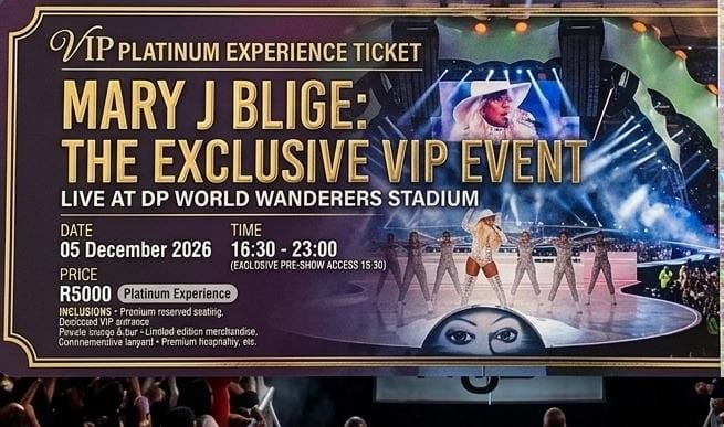 Mary J Blige Live in South Africa Concert 05 December 2026 Dp World Wanderers Stadium